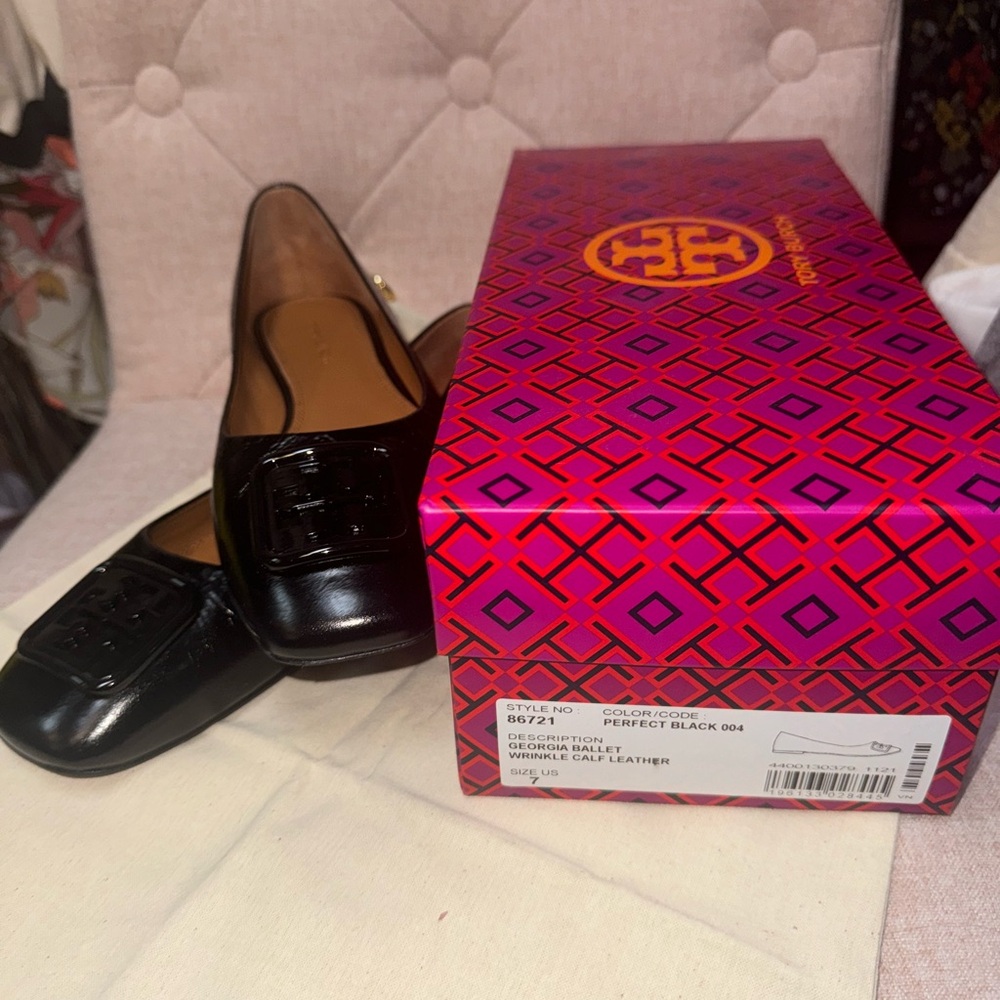 Tory Burch Georgia Ballet Wrinkle calf leather Size 7 - Picture 5 of 7
